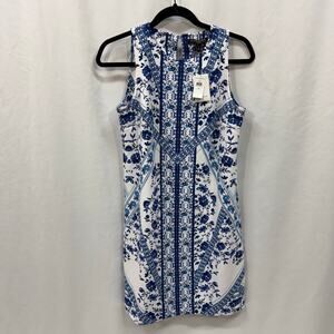 Banana Republic Factory Floral Patterned Blue White Sheath Dress NWT 4